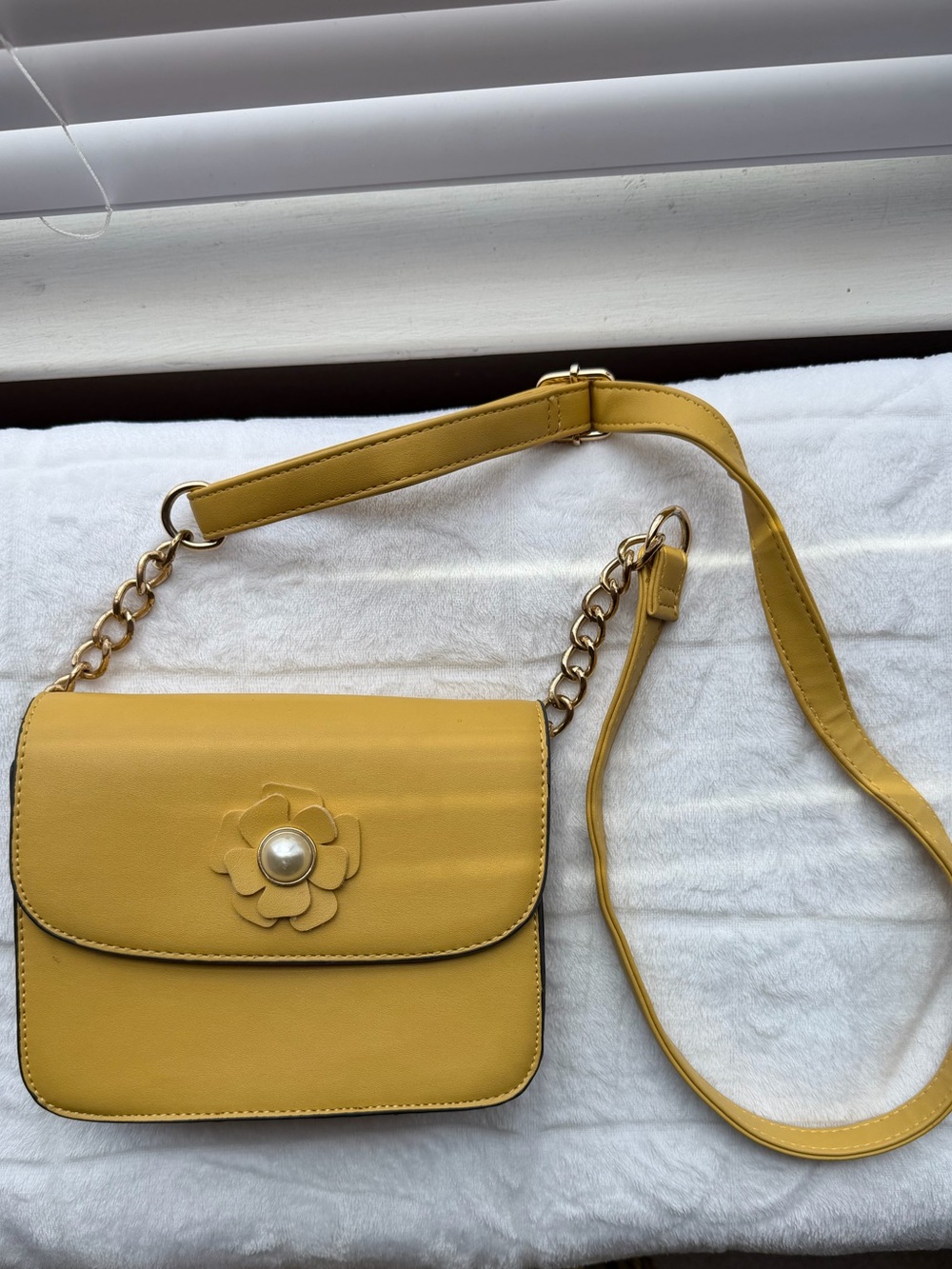 Mac New York Yellow Floral Accent Crossbody Bag - Women's Shoulder Purse